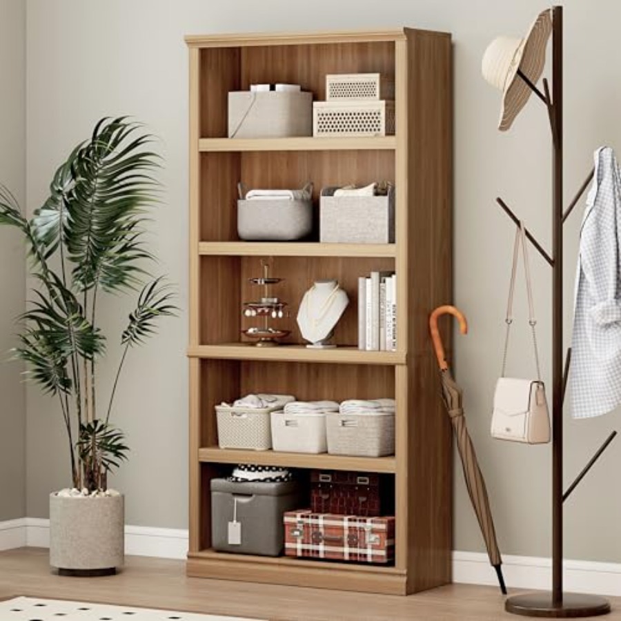 Home Office And Library - 70 in Tall White Oak Bookcase