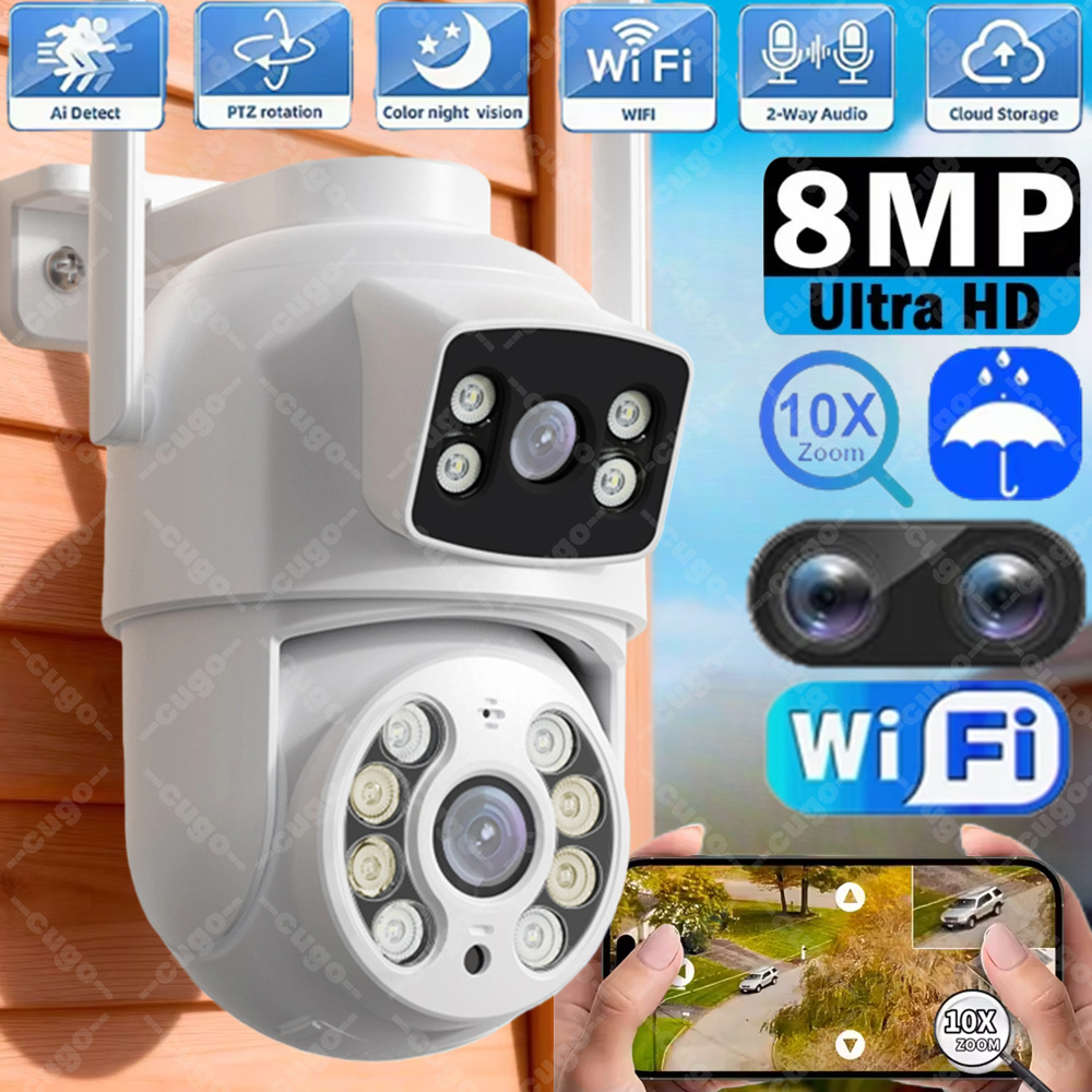 8MP Dual Lens Wifi Camera PTZ  - Home Office Email 评论和价格
