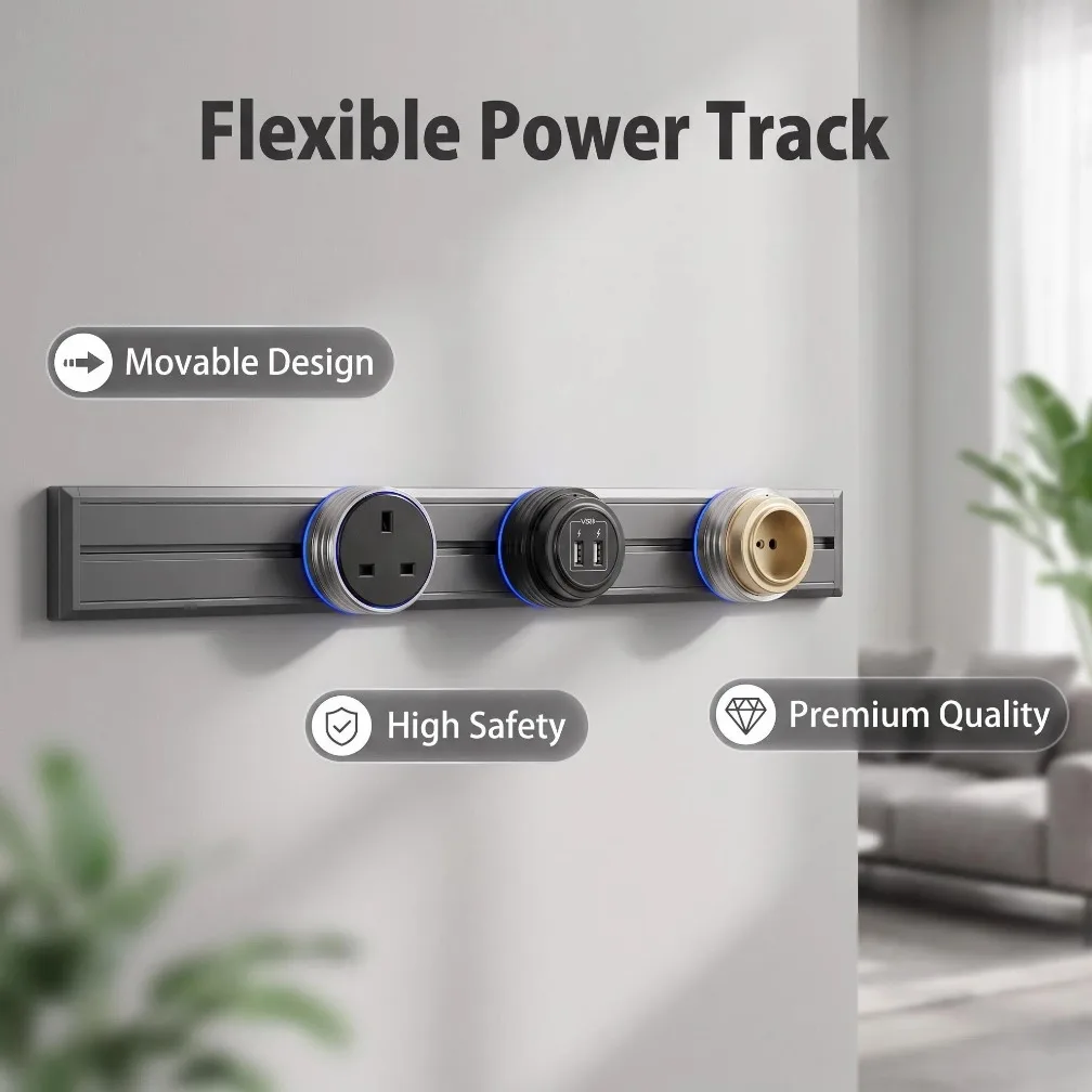 Wall Power Track Socket with S - Home Office Of Uk 评论和价格